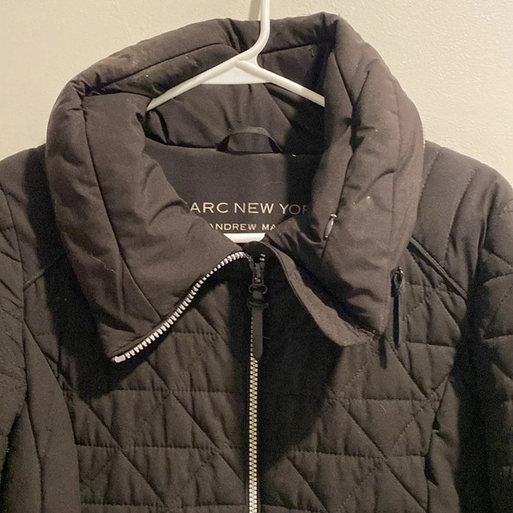 Marc New York Quilted Puffer Jacket Black Women's XS/TP Hood in Collar o… - Picture 2 of 10